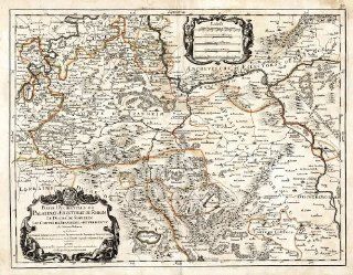 Antique Map GERMANY RHINE HEIDELBERG Sanson 1674   Etchings Prints