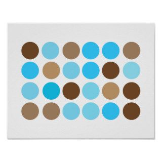 Turquoise Blue & Brown Dots Modern Pattern Poster