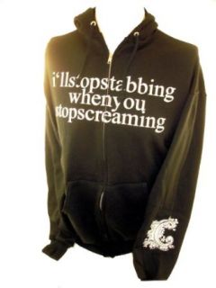 Chiodos Mens Hoodie   "I'll Stop Stabbing When You Stop Screaming" on Black (X Small) Clothing