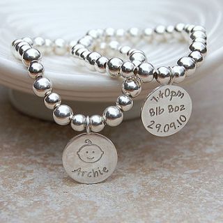 personalised silver new mum bracelet by indivijewels