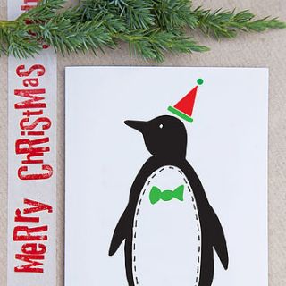penguin christmas party card by claire close