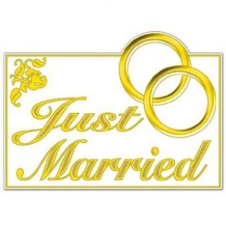 Glittered Just Married Sign Party Accessory (1 count) 