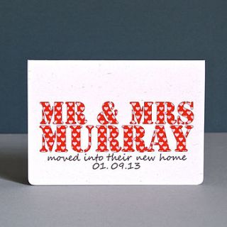 personalised mr and mrs new home card by ruby wren designs