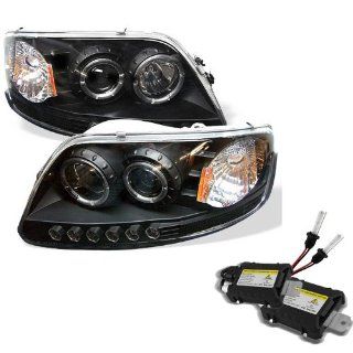 Carpart4u 6000K Xenon HID Performance Headlights Package for Ford F150 / Expedition ( Will Not Fit Anything Before Manu. Date June 1997 ) 1PC Halo LED ( Replaceable LEDs ) Black Projector Headlights Automotive