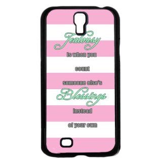 Pink White Stripes Jealousy and Blessings Quote Samsung GALAXY S4 Hard Case Cell Phones & Accessories