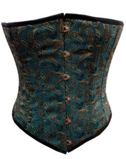 Miracle Corsets Women's Teal Brocade Fabric Steel Boning Underbust Corset Adult Exotic Corsets Clothing