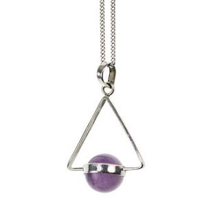 amethyst crystal ball silver necklace by regalrose