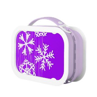 Modern purple and white Christmas white snowflakes Lunch Boxes