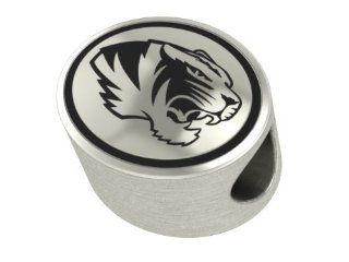 University of Missouri Tigers College Bead Fits Most Pandora Style Bracelets Including Pandora, Chamilia, Biagi, Zable, Troll and More. High Quality Bead in Stock for Immediate Shipping Jewelry