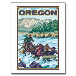 White Water Rafting  Vintage Travel Poster Post Card
