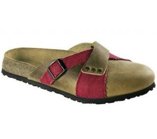 Birkis Womens Marit Leather and Textile Clogs —