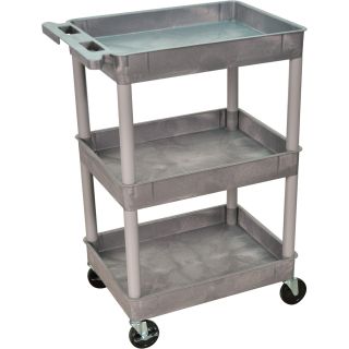 Luxor Tub Cart — 3-Shelf, Gray, 400-Lb. Capacity, Model# STC111-G  Utility Carts
