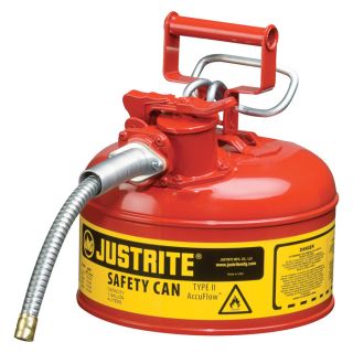 Justrite AccuFlow Type II Safety Fuel Can — 1-Gallon, Red, Model# 7210120  Fuel Cans