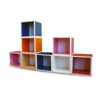 Way Basics Modular Cubes Storage, Green/Orange/White   Childrens Furniture