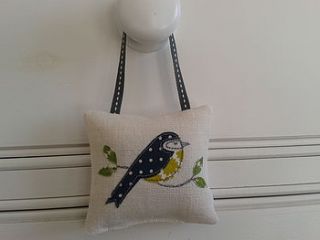 garden bird lavender hanger by caroline watts embroidery