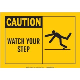 Brady 46756 Aluminum Alert Sign, 10" X 14", Legend "Watch Your Step (with Picto)" Industrial Warning Signs
