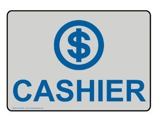 Cashier Blue on Gray Sign NHE 9655 BLUonPRLGY Information  Business And Store Signs 