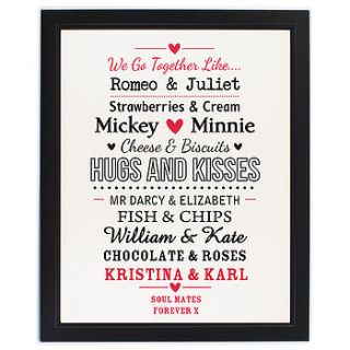 personalised couple framed poster by lindsay interiors
