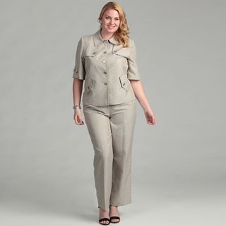 Emily Women's Plus Four button Pant Suit Emily Suits & Suit Separates