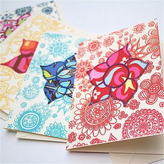 fabric flower card on star or flower design by zozos