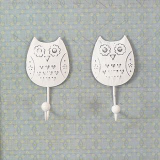 set of two owl hooks by lilac coast