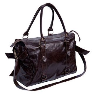 brown leather satchel style bag by madison belts