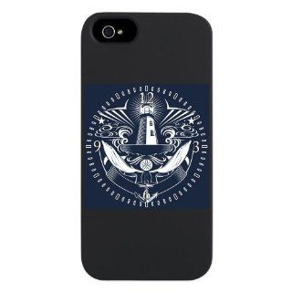 iPhone 5 or 5S Case Black Lighthouse Crest Anchor 