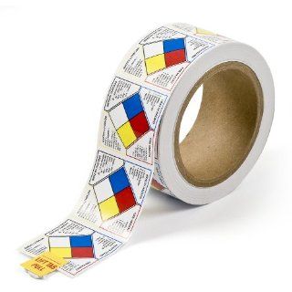Brady 53068 Pressure Sensitive Vinyl Write On Right To Know NFPA Classification Diamond Roll Labels , Black,  Red,  Blue,  Yellow On White,  2" Height x 2" Width  (500 Labels per Roll, 1 Roll per Package)