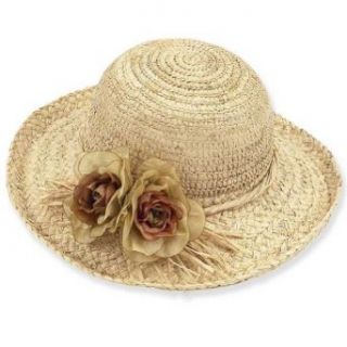Sun N Sand Crocheted Crown with Floral Trim Sun Hat natural One Size Fits Most