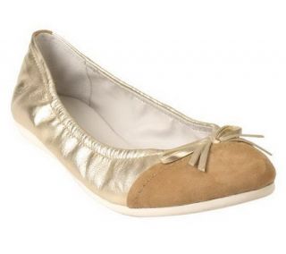 Tignanello Leather & Suede Ballet Flats w/ Bow Detail —