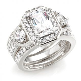 3.46ct Absolute™ Octagonal with Pavé Sides 3 piece Ring Set
