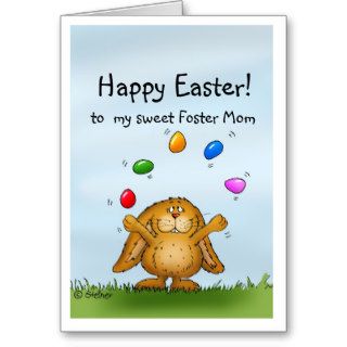 Happy Easter Foster Mom  Cute Bunny juggling Cards