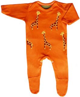 hand printed giraffe babygrow by little dandies