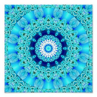 Blue Ice Angel Ring, Abstract Mandala Posters