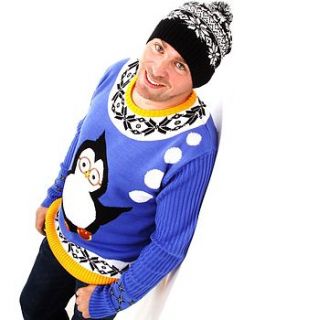 men's perry penguin christmas jumper by christmas jumper company