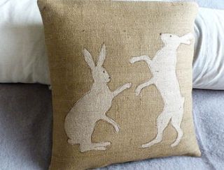 classic hare pair cushion by helkatdesign