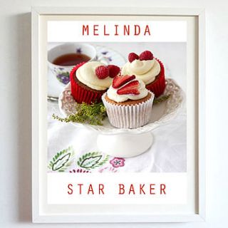 personalised cupcakes star baker print by rossana novella wall decor