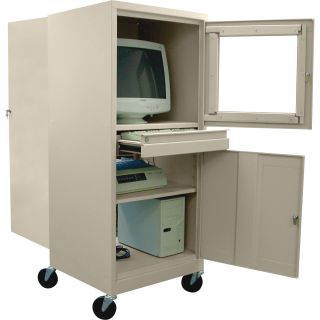 Sandusky Lee Steel Mobile Computer Security Workstation — For CRT Monitor, Putty, Model# JG2663-07  Storage Cabinets