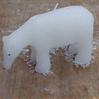 frosted polar bear christmas candle by hunter gatherer