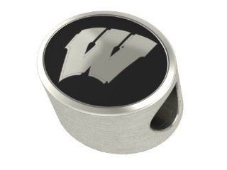 Wisconsin Badgers College Bead Fits Most Pandora Style Bracelets Including Pandora, Chamilia, Biagi, Zable, Troll and More. High Quality Bead in Stock for Immediate Shipping Bead Charms Jewelry