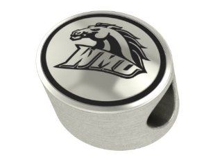 Western Michigan University Broncos College Bead Fits Most European Style Bracelets Including Pandora, Chamilia, Biagi, Zable, Troll and More. This High Quality Bead Is in Stock for Immediate Shipping Bead Charms Jewelry