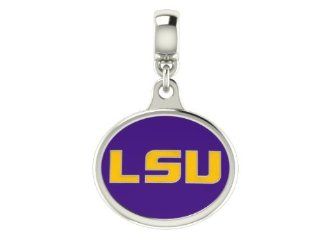 Louisiana State LSU Tigers Collegiate Drop Charm Fits Most European Style Bracelets Including, Chamilia, Zable, Troll and More. High Quality Charm in Stock for Immediate Shipping. Jewelry