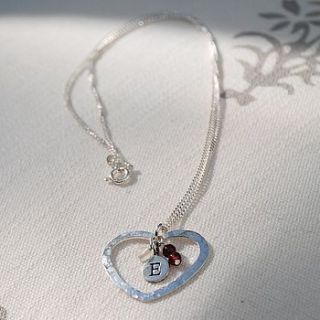 silver heart birthstone necklace by penelopetom direct ltd
