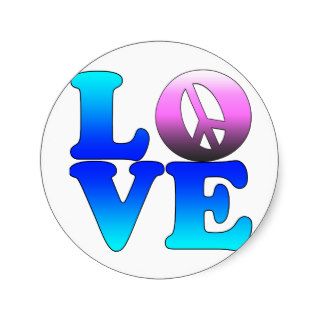Love with Peace Sign Round Sticker