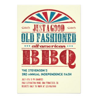 July 4 Independence Day BBQ Grunge Invitation