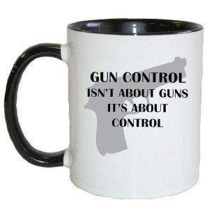 Mashed Mugs   Gun Control Isn't About Guns It's About Control   Coffee Cup/Tea Mug (White/Black) Kitchen & Dining