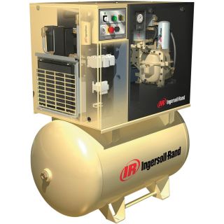 Ingersoll Rand Rotary Screw Compressor w/Total Air System — 460 Volts, 3-Phase, 15 HP, 55 CFM, Model# UP6-15cTAS-125  50 CFM   Above Air Compressors