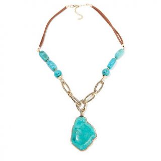 Studio Barse Turquoise and Leather Bronze Link 22" Necklace