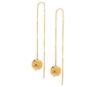 Round Diamond Cut Bead Threader Earrings 14K Gold —
