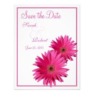 Pink Gerbera Daisy Save the Date Card Personalized Announcements